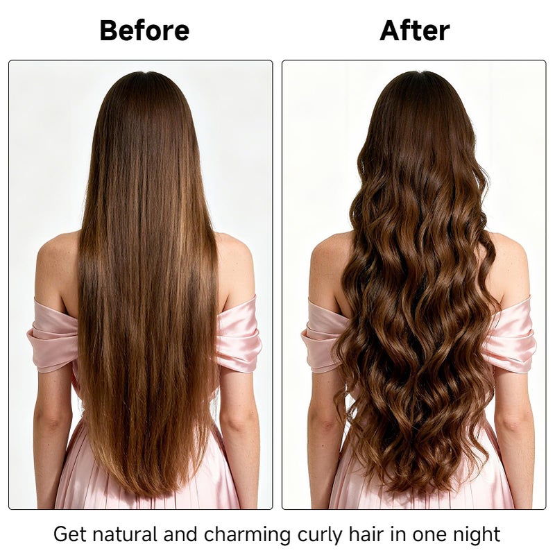 mgmooa Overnight Heatless Hair Curler Blowout Rods Jumbo, Heatless Curls Satin Flexi Rods for Overnight Sleeping, No Heat Curling Tool for All Hair Types, Soft Heatless Hair Curler (Khaki, 4 Rods) - Image 2