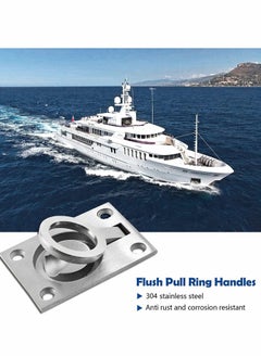 Y&D Square Flush Pull Ring Handles, 2 Pack Stainless Steel Hidden Recessed Furniture Handle, Boat Hatch Latch Cabinet Mount Lifting Handle (2.44 x 1.73 Inch)  - Image 5