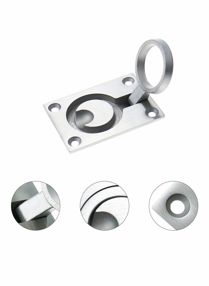 Y&D Square Flush Pull Ring Handles, 2 Pack Stainless Steel Hidden Recessed Furniture Handle, Boat Hatch Latch Cabinet Mount Lifting Handle (2.44 x 1.73 Inch) - Image 3