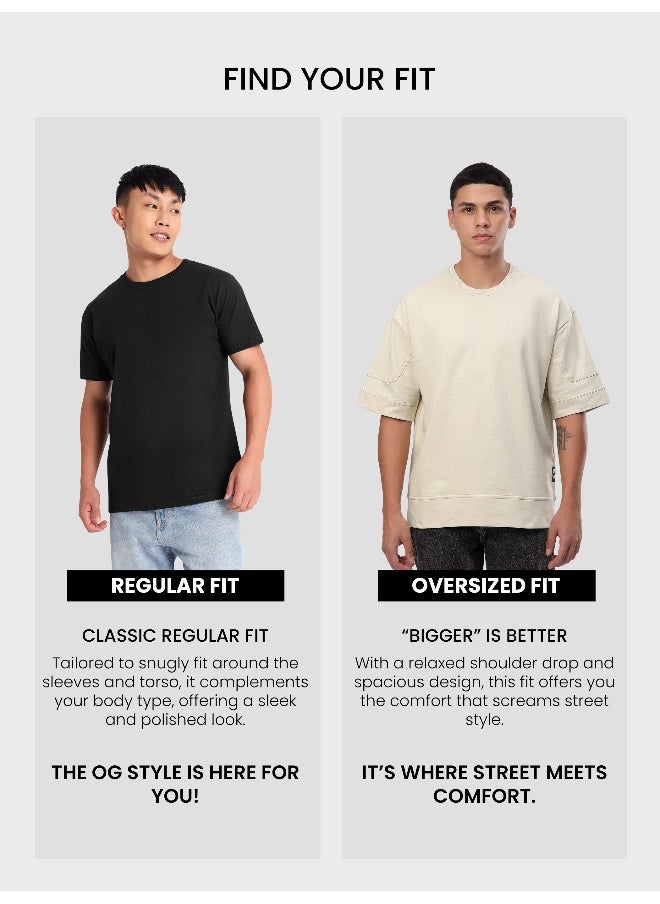 Beyoung Cream Cut And Sew Panel Oversized T-Shirt  - Image 4