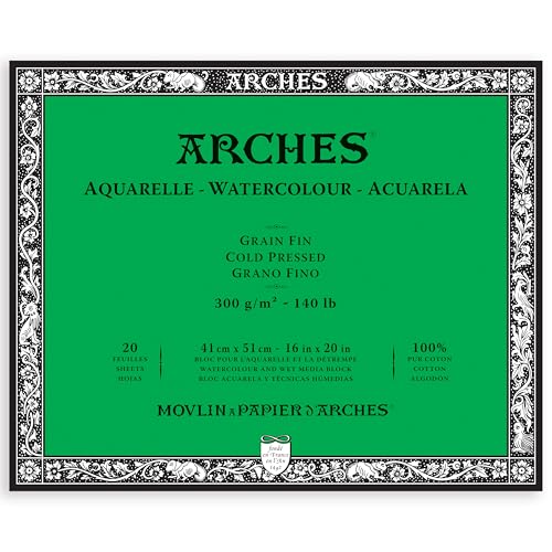 Arches Watercolor Paper Block, Cold Press, 16" x 20", 140 Pound - Image 1