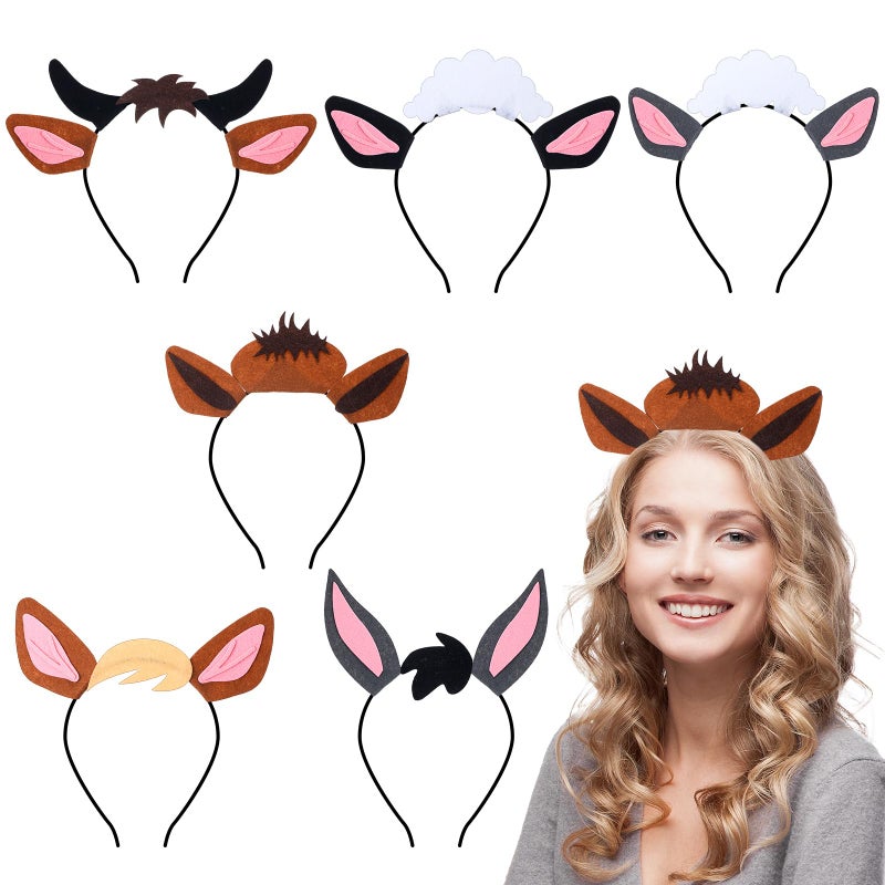 Giegxin 6 Pcs Felt Nativity Animal Ear Headbands for Christmas Religious Farm Nativity Animal Costume Party Photo Props - Image 2