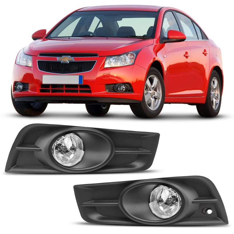 DLAA مصابيح ضباب DLAA لسيارة شيفروليه كروز 2009 2010 2011 2012 مجموعة مصابيح الضباب الأمامية تصميم السيارة ضوء بقعة مع كابلات عدسة شفافة 1 زوج