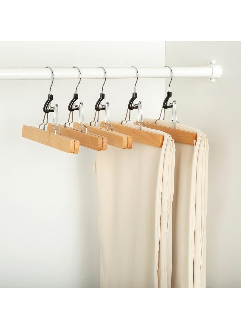 Mmmon Wooden Pants Hangers 10 PackNon Slip Wood Skirt Hangers WoodJeans/Slack Hanger with 360° Swivel Hook-Pants Hangers for Skirts, Slacks -ClampHangers - Image 1