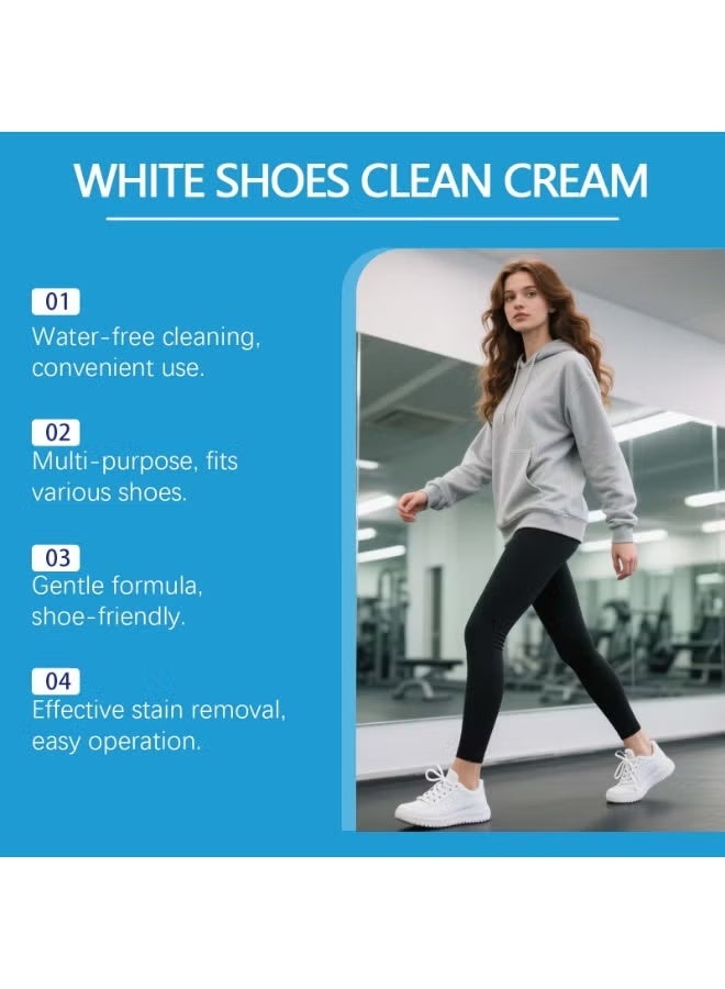 Jakehoe White Shoes Cleaning Cream, Water-Free Sneaker Cleaner with Sponge, Stain Remover & Yellowing Restorer for White & Light-Colored Shoes, 100g - Image 3