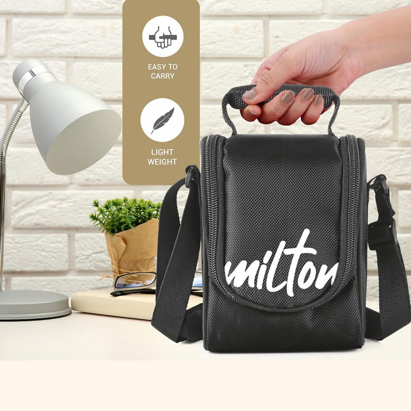Milton MILTON Tasty 4 Lunch Box with Insulated Fabric Jacket, 4 Stainless Steel Containers (200 ml, 320 ml, 500 ml), Leak-Proof Tiffin for Office, College, Picnic, Black  - Image 2