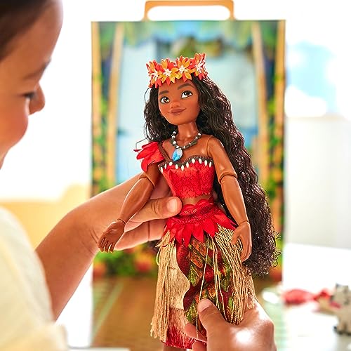 Disney store دمية قصة موانا من متجر ديزني، 11 بوصة، تشمل كتاب تلوين وفستان إضافي، دمية أميرة بالزي الكلاسيكي، ألعاب أميرة للفتيات - Image 3
