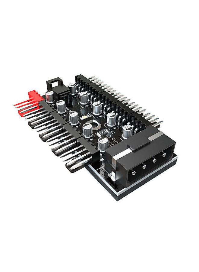 Loquat Motherboard Small 4Pin Pin One Ten PWM Hub FAN HUB Chassis Fan Set Line Computer Temperature Control Speed Control Board-Color:Double 10-way Integrator  - Image 3