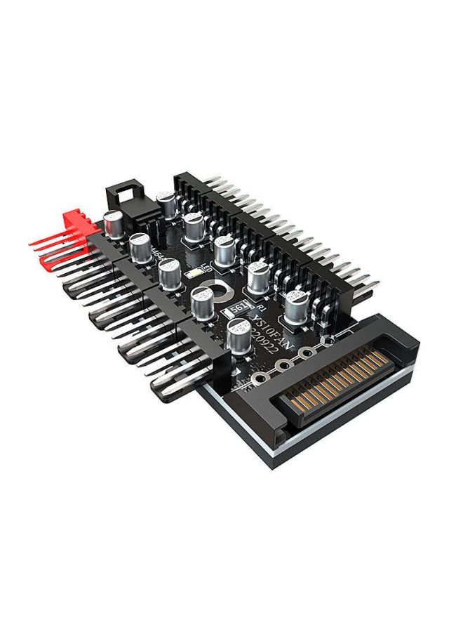 Loquat Motherboard Small 4Pin Pin One Ten PWM Hub FAN HUB Chassis Fan Set Line Computer Temperature Control Speed Control Board-Color:Double 10-way Integrator  - Image 2