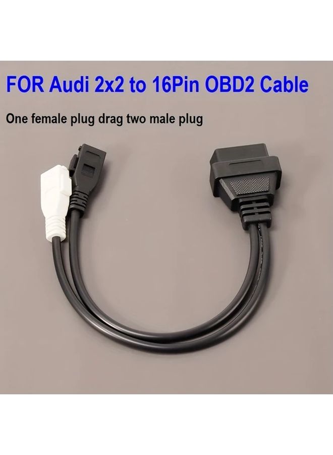 Audi 2x2 Pin to 16Pin OBD2 Male Diagnostic Cable Adapter Without Battery - Image 1