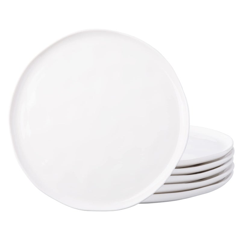 LERATIO LERATIO Ceramic Plates80 inch Salad Plates Set of 6Handmade Porcelain Plates for kitchen with Wavy EdgeMicrowave  Dishwasher  Oven SafeLight weight  Scratch Resistant DishesWhite 