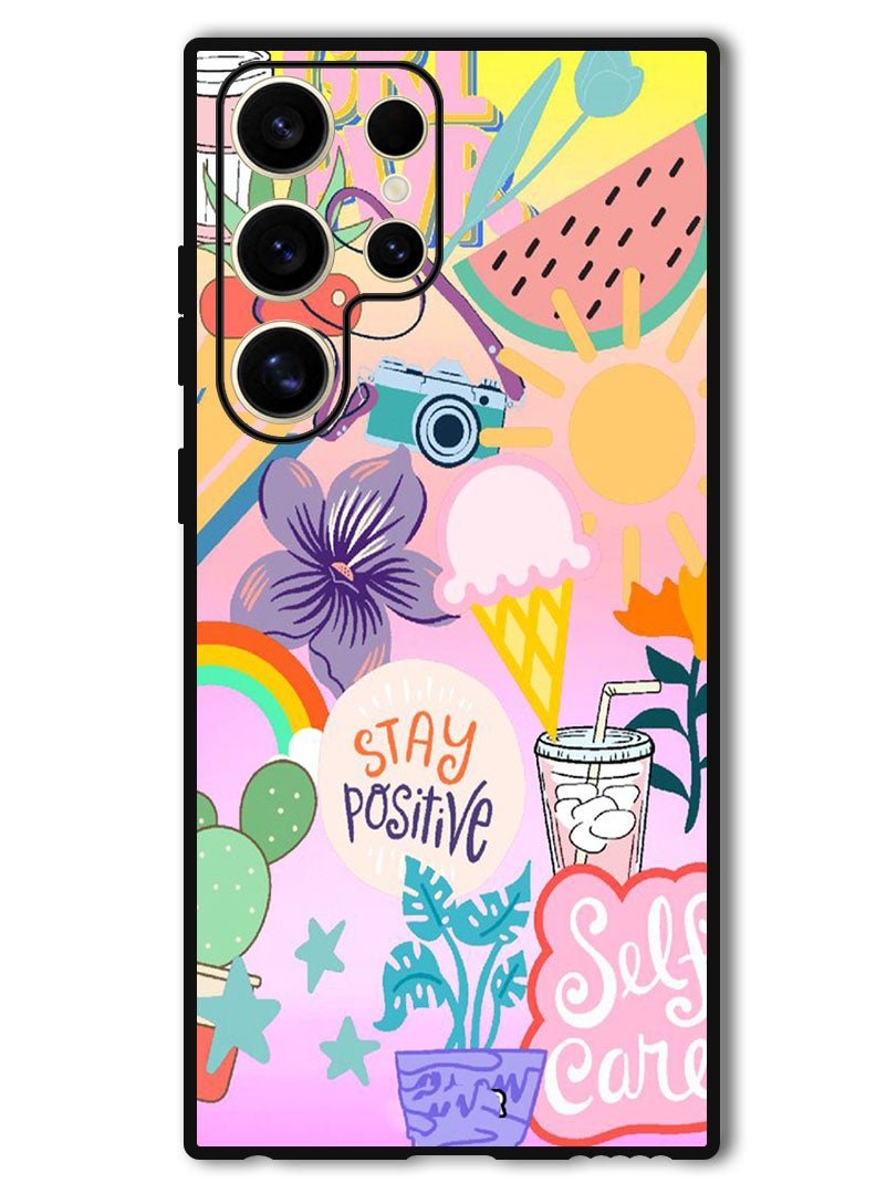 Theodor Protective Case Anti Scratch Shock Proof Bumper Cover For Samsung Galaxy S24 Ultra Stay Positive - Image 1