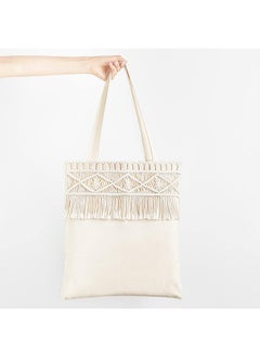 Large fabric tote bag with macrame fringe in a boho aesthetic design for women - pzsku/Z979E28E354E312AEEDC6Z/45/_/1720523266/a3e3c39d-7c1b-493f-b02a-fa93cee43003