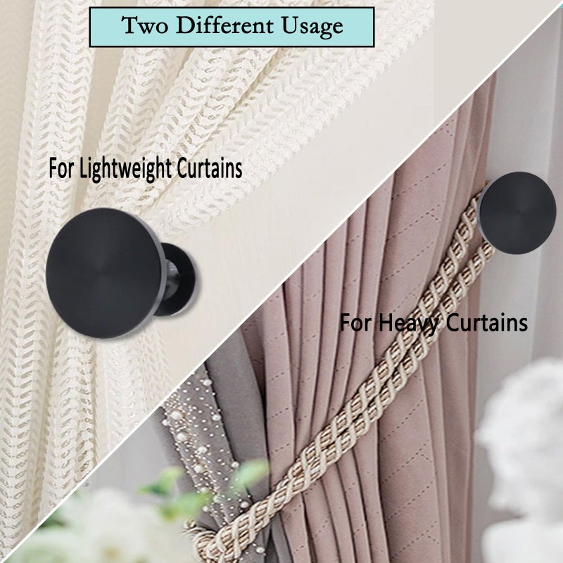 Shonmogar Curtain Tiebacks 2 Pack Curtain Holdbacks Zinc Alloy Curtain Tiebacks Wall Mounted with Screws, Decorative Curtain Holders for Drapes Stylish Black Curtain Tieback Hooks for Home Office - Image 2