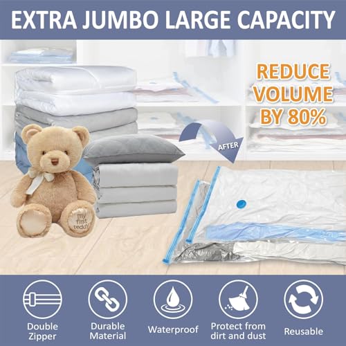 RAVIDO 4 Pack XXL Jumbo Vacuum Storage Bags, Extra Large Vacuum Seal Bags for Comforters, Bedding, Blanket Storage, Giant Space Saver Bags for Huge Stuffed Toy(47x31 in) - Image 4