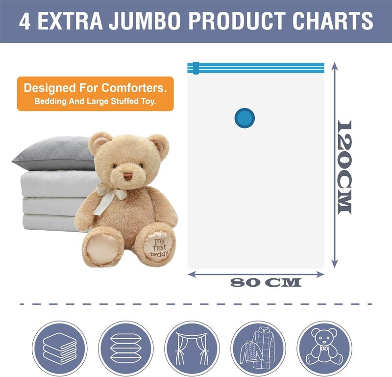 RAVIDO 4 Pack XXL Jumbo Vacuum Storage Bags, Extra Large Vacuum Seal Bags for Comforters, Bedding, Blanket Storage, Giant Space Saver Bags for Huge Stuffed Toy(47x31 in) - Image 2