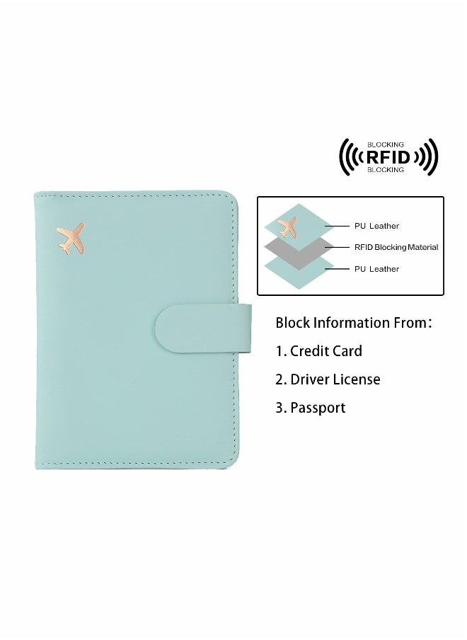 Generic Passport Holder, Card Slots, Creative Aircraft Certificate Storage Bag, Cute Passport Cover for Women and Men, Waterproof Rfid Blocking Travel Wallet (Aqua green)  - Image 5