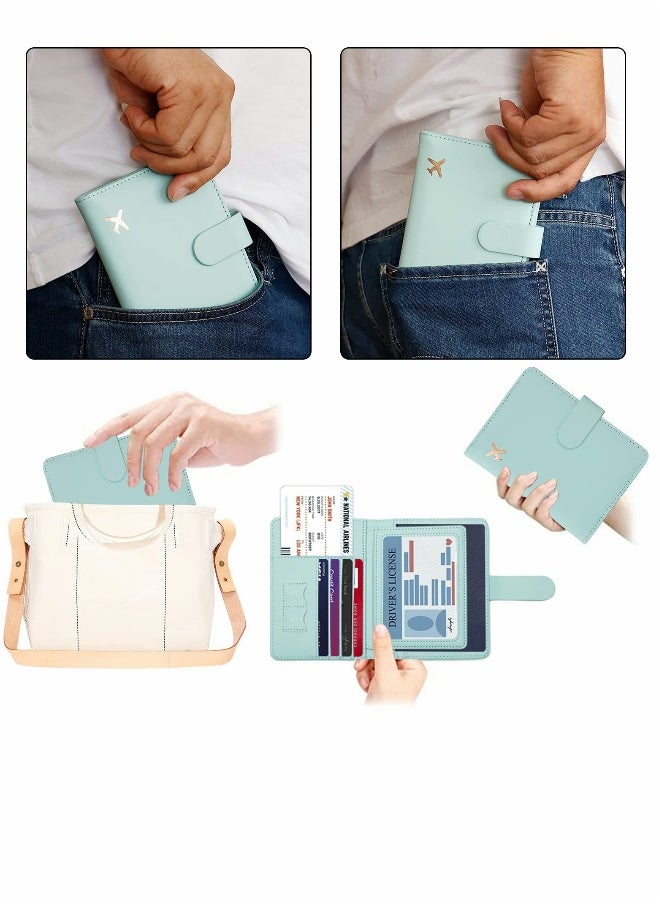 Generic Passport Holder, Card Slots, Creative Aircraft Certificate Storage Bag, Cute Passport Cover for Women and Men, Waterproof Rfid Blocking Travel Wallet (Aqua green)  - Image 3
