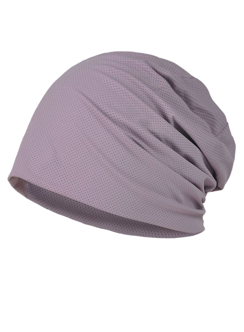 Infinity Scarf Headwear Cap Solid Color Mesh Breathable Beanie Hat Dusty Purple