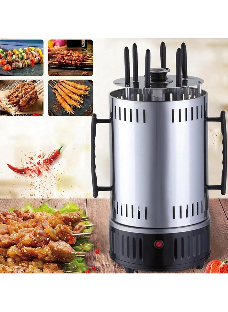 DubaiGallery Stainless steel heating tube 360-degree automatic rotating skewer barbecue machine barbecue oven spiral family gathering 6 long skewers - Image 2