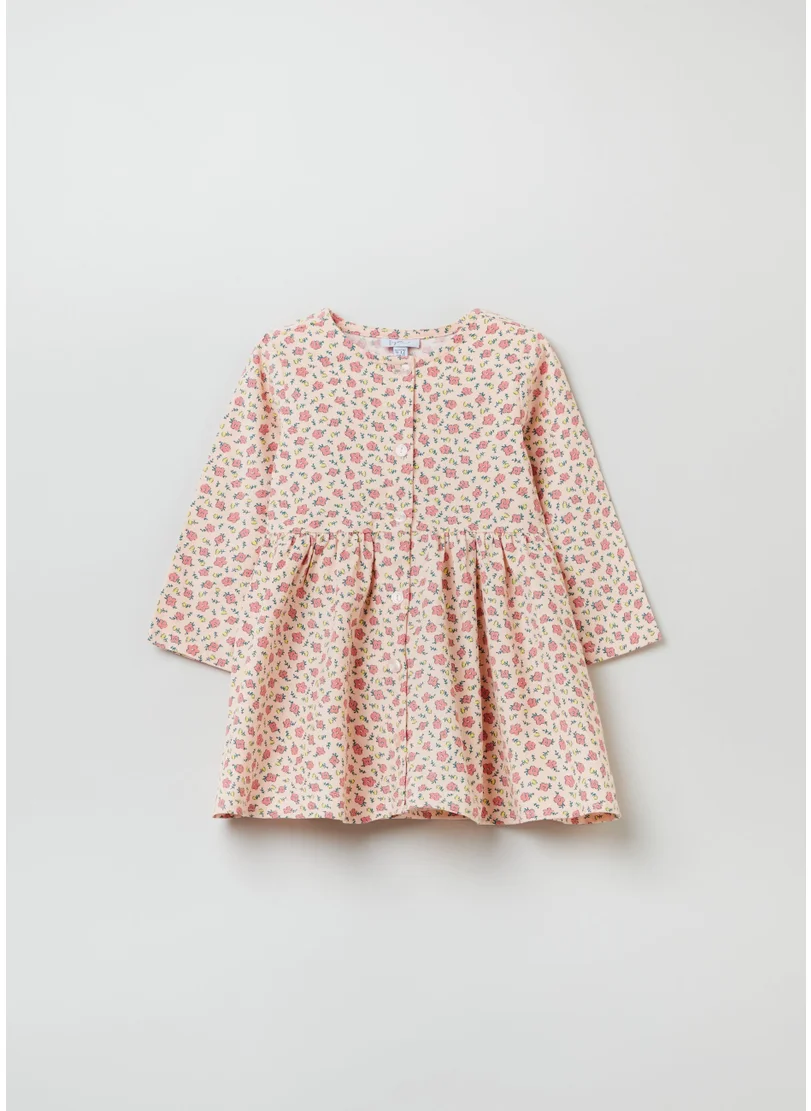 او في اس Ovs Baby Girl Corduroy Dress With Ditsy Floral Print