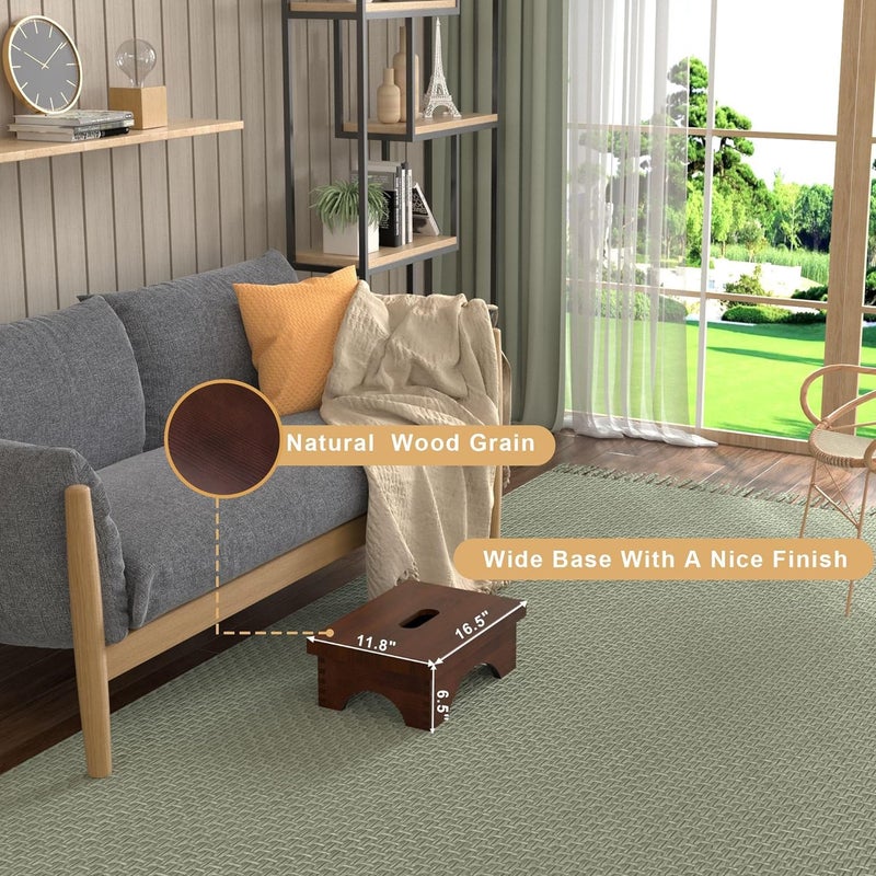 Carpentray Brown Wooden Bedside Step Stool 165 x 118 x 65 Portable One Step Stool - Image 4