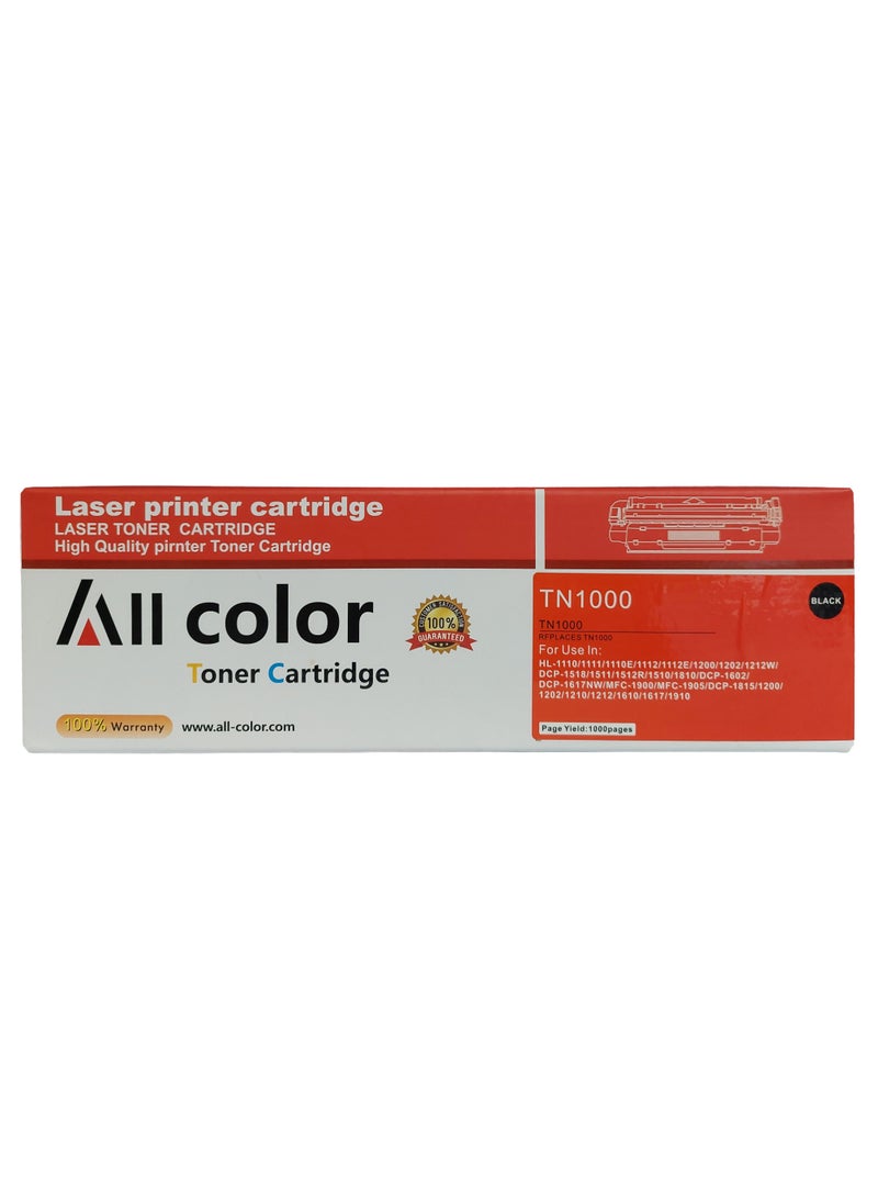 اول كلور متوافق مع خرطوشة حبر الليزر TN-1000 حبر بديل لطابعات BROTHER HL-1110 1112A 1210 1212 DCP-1510 1512 1512 1610 1612 MFC-1810 112 815 1910-BLACK