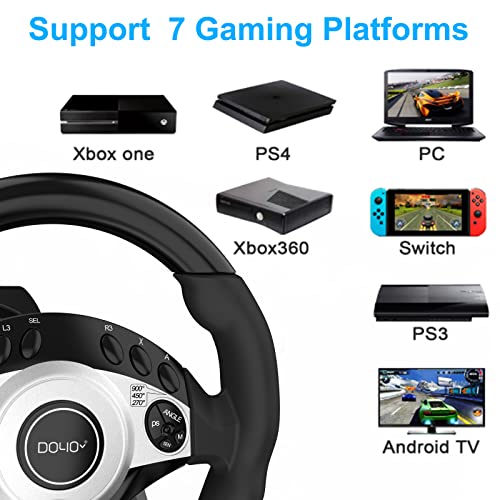 NBCP Racing Wheel with 270/900° Rotation, PC Steering Wheel with Pedals, Dual-Motor Vibration & Gear Shifter for Xbox Series X|S, Xbox One, PS4, PS3, PC, Switch, Xbox 360 – Driving Sim Experience - Image 2