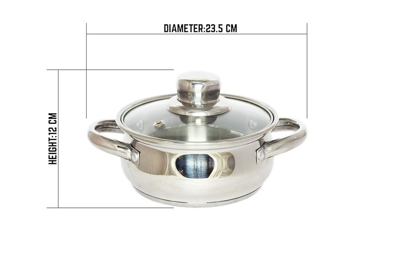 Aevlon Stainless Steel Insulated Casserole Hot Pot with Glass Lid Silver 16 CM - Image 2