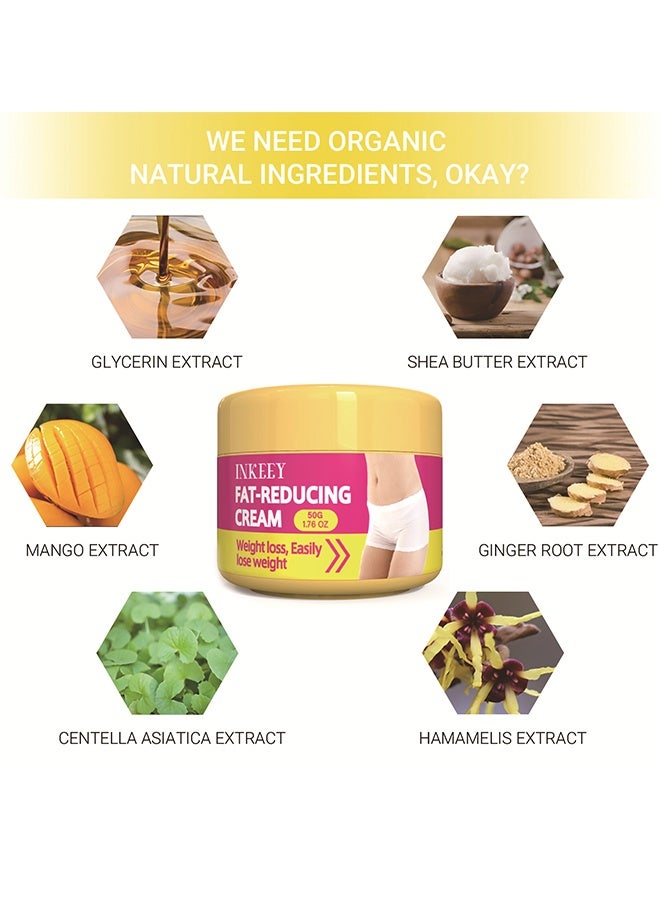 إنكي كريم تقليل الدهون - كريم حارق الدهون لتدليك الجسم ونحت الجسم، كريم مضاد للسيلوليت للبطن والخصر والأفخاذ والبطن والأرداف، ي firm الجلد ويشدّه 50g - Image 2