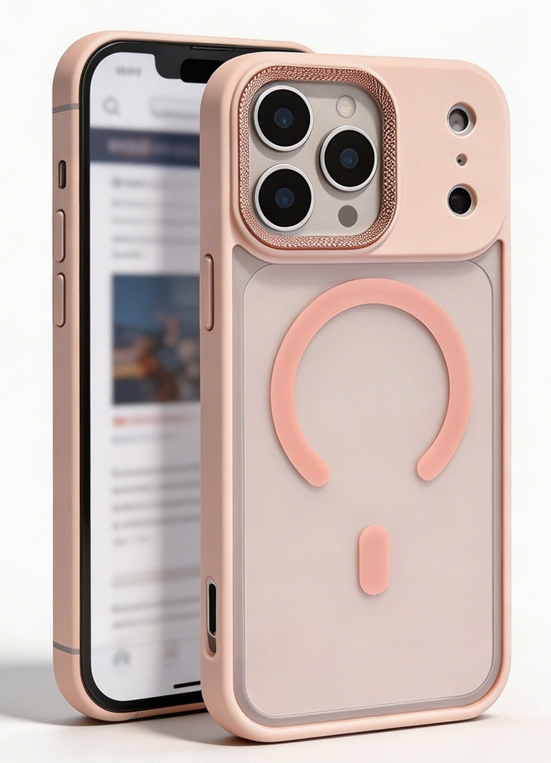 for iPhone 17 Pro Max Case Compatible with MagSafe,Magnetic Phone Case for iPhone 17 Pro Max,Diamond Texture Matte Anti-Fingerprint Shockproof Luxury INS Style Protective Cover Baby Pink - Image 1