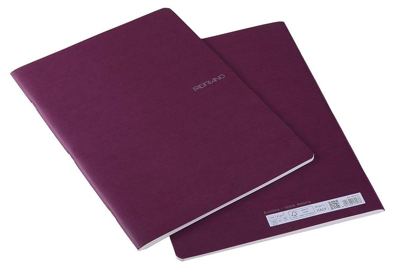 FABRIANO Ecoqua A4 Staple Bound Graph 5MM Notebook Purple (Pack of 2) - Image 1