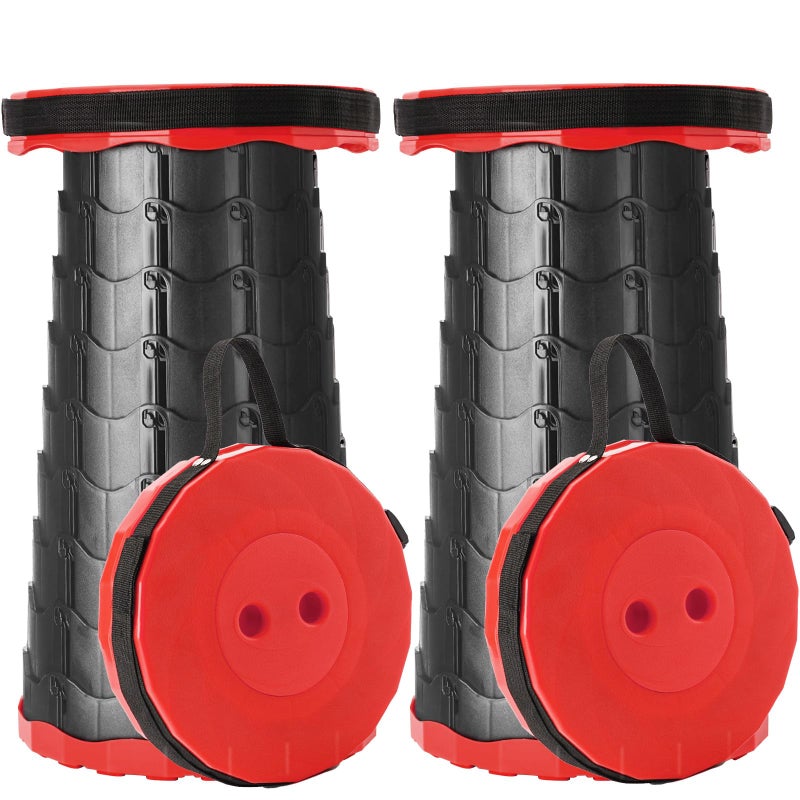 Doseno Upgraded Foldable Stool Thickened Set of 2, Portable Collapsible Stool Retractable Stool, Foldable Portable Collapsible Chair for Fishing, Hiking Tours, BBQ, Parties, Outdoor Activities (Red) - Image 1