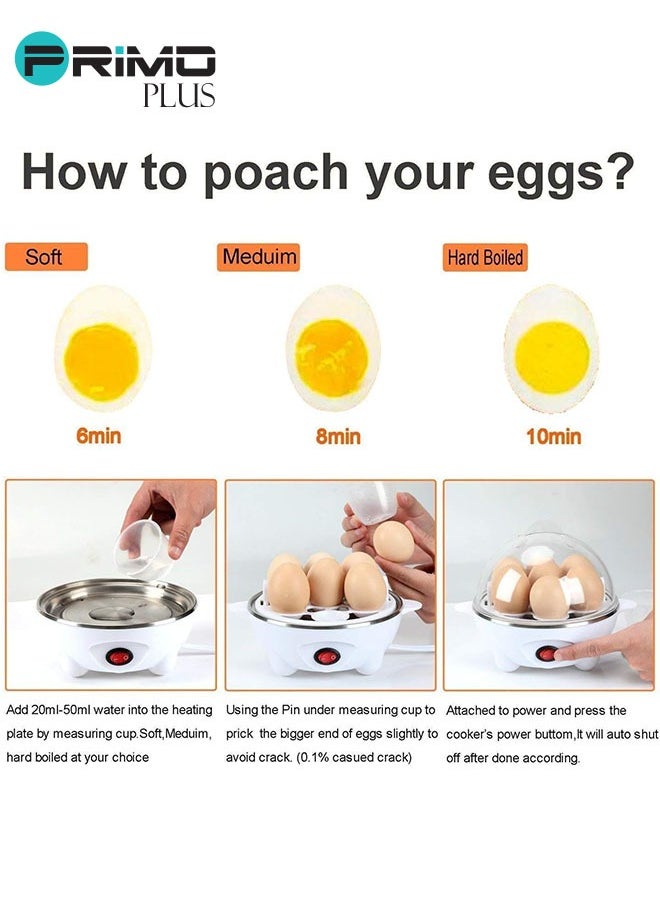 Egg Steamer, Egg Cooker, 350W Electric Egg Beater, Egg Cooker, 7 Egg Volume Steamed Egg Automatically Closed, Double Steamed Egg.