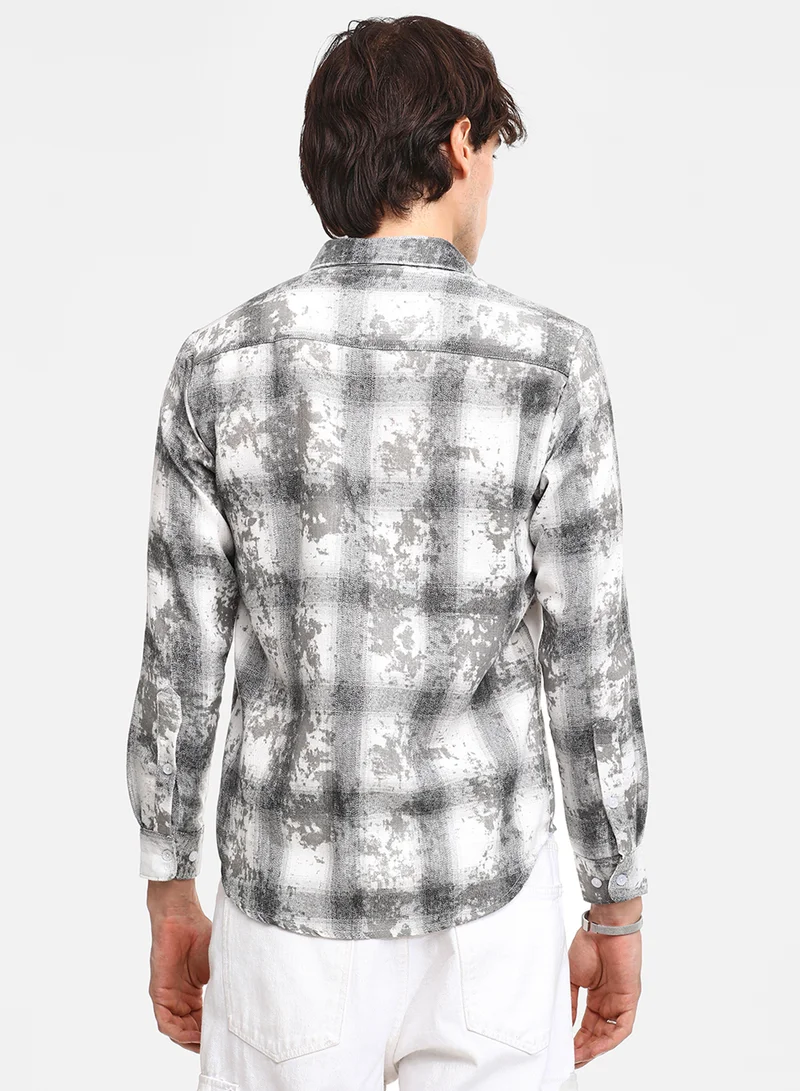 كامبوس سوترا Men's Moon Grey Splash Check Shirt