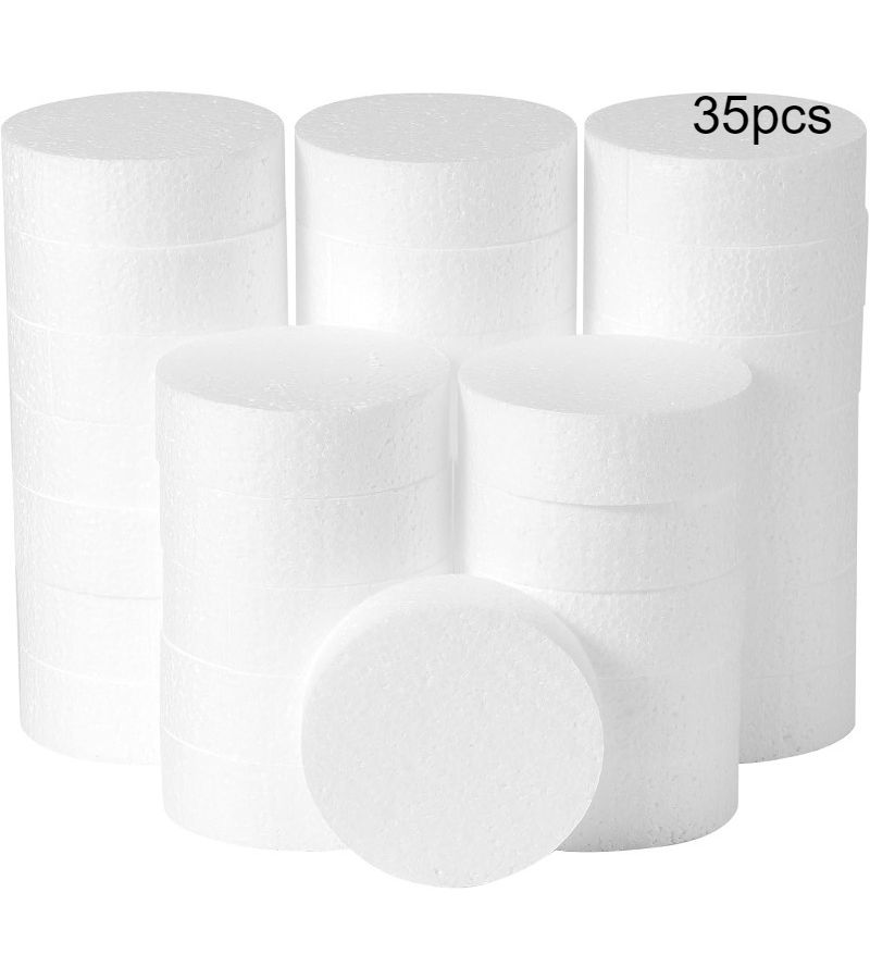 Set Of 35 Round Foam Discs 3x3x1 Inch For Crafts Decorations Sculptures Modeling And Art Projects - Image 1