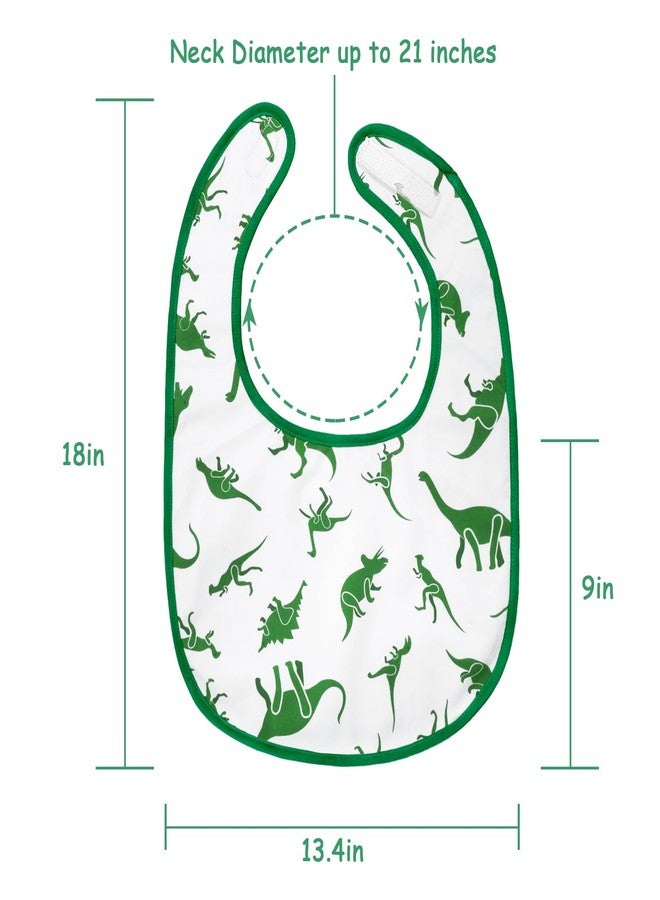 Littleforbig Cotton Waterproof Printed Adult Bib with Adjustable Hook-and-Loop Fastener Closure - Dinosaurs Adult Bib - Image 5