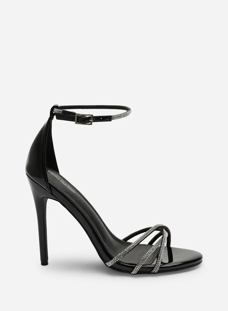Where's That From 'Summer' Stiletto High Heels With Rhinestone Strap