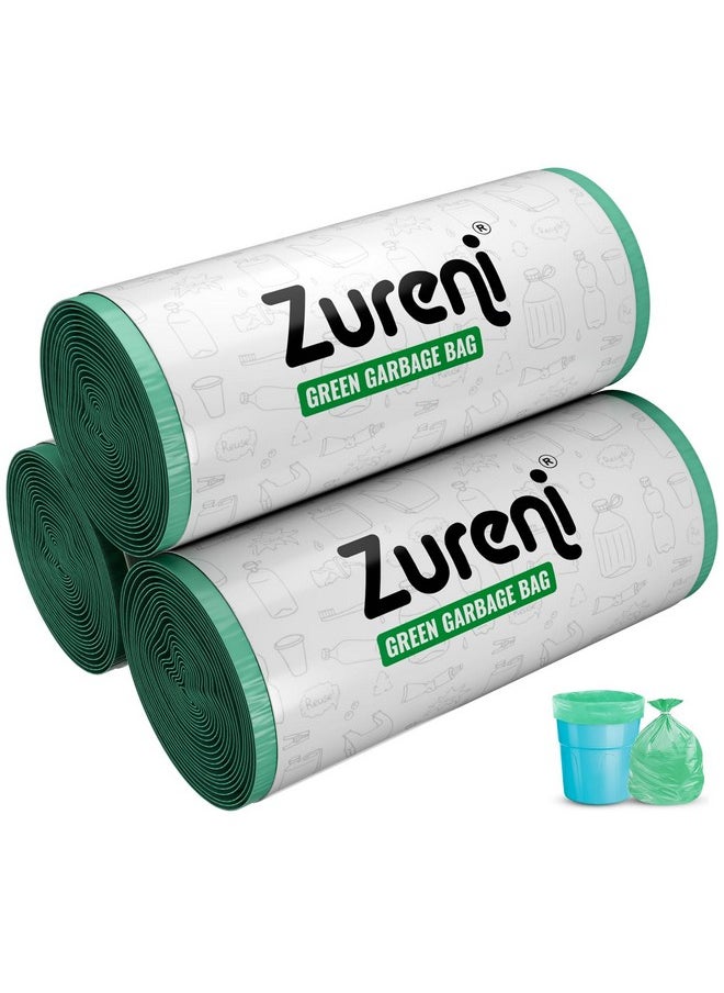 Zureni Zureni Garbage Dustbin Bags (Medium, 48 x 53 cm or 19" x 21") Drawstring Anti-drip Trash Waste Basket Bag for Kitchen Office Warehouse Pantry (Green, 3 x 30 Pcs/Roll)  - Image 1