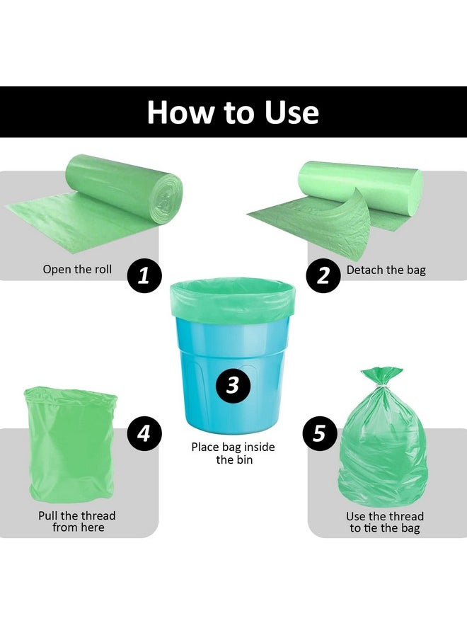 Zureni Zureni Garbage Dustbin Bags (Medium, 48 x 53 cm or 19" x 21") Drawstring Anti-drip Trash Waste Basket Bag for Kitchen Office Warehouse Pantry (Green, 3 x 30 Pcs/Roll)  - Image 4