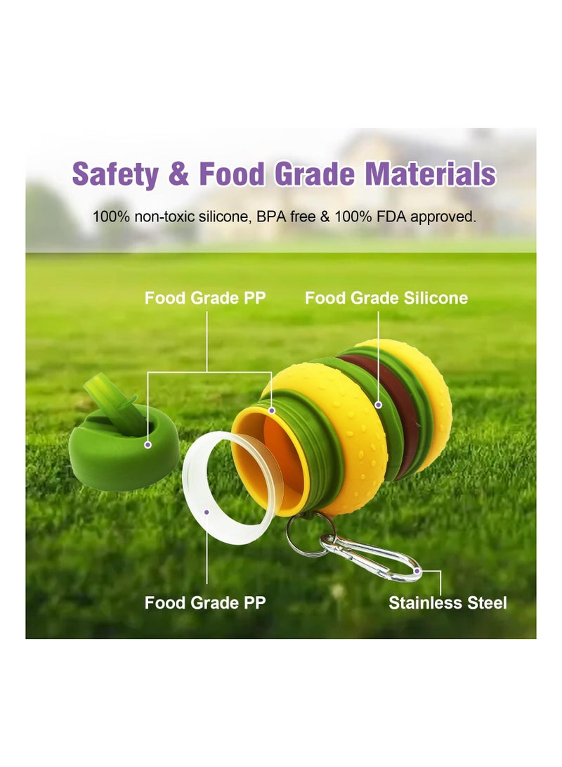 Y&D 20oz Collapsible Silicone Water Bottle, Hamburger Style, Reuseable Bottles for Sports Gym Travel Essentials Camping Hiking Lightweight, Lightweight - Image 4