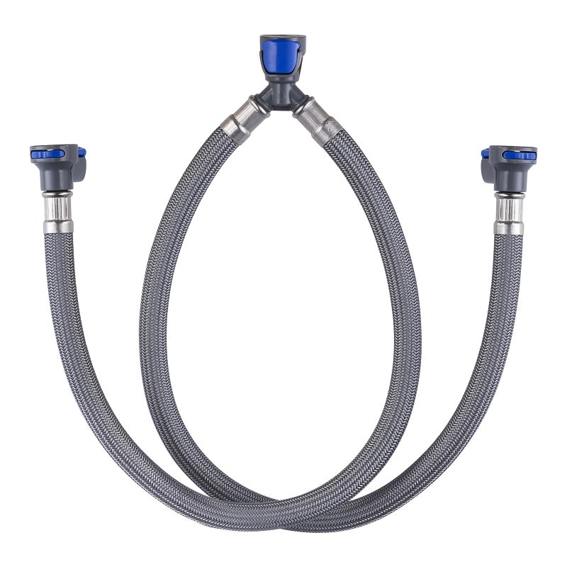 WOWOW Quick Connect Faucet Hose Replacement, 16 Inch Hot & Cold Water Supply Lines for Widespread Faucet, Bathroom 3 Holes Faucet Water Mixer Line with Fast Lock - Image 1