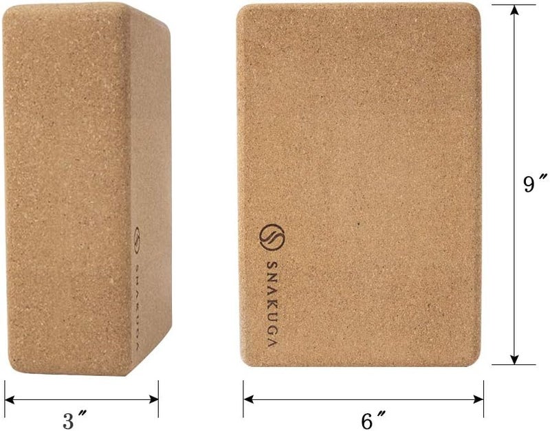 SNAKUGA Cork Yoga Block 2 Pack for Pilates, 4'' or 3'' Non-Slip & High Density Blocks for Meditation, Fitness and Stretching, Supportive and Flexibility Brick for Improve Poses Balance - Image 3