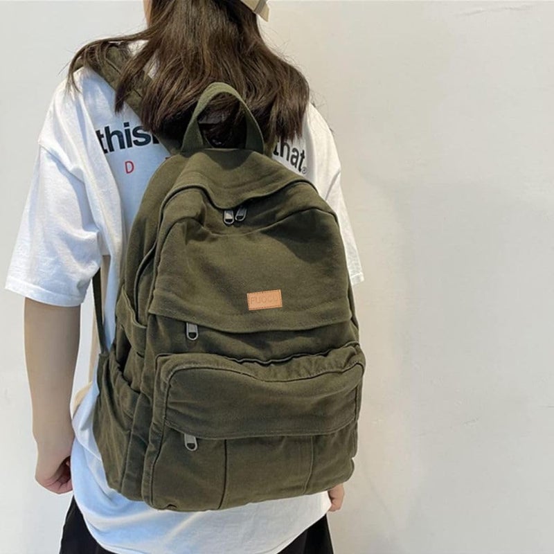 FUOCO College bag for Man & Women | Bagpacker bag for Girls | Canvas Bag for Men | Aesthetic school bags korean | Travel bags for women latest college School beg - Image 4