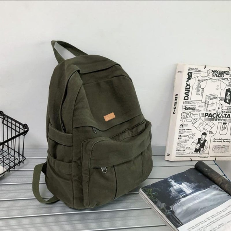 FUOCO College bag for Man & Women | Bagpacker bag for Girls | Canvas Bag for Men | Aesthetic school bags korean | Travel bags for women latest college School beg - Image 2