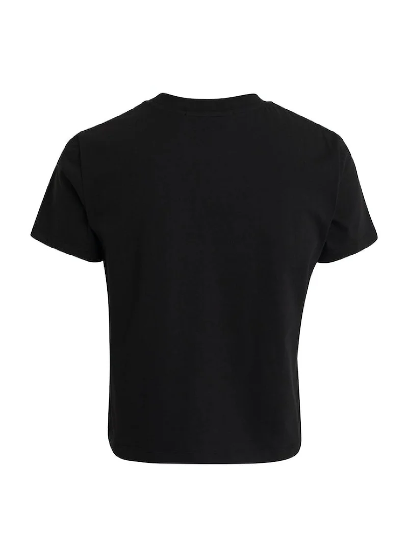 Calvin Klein Jeans Women's Cropped Multi Logo T-Shirt -  cotton jersey, Black