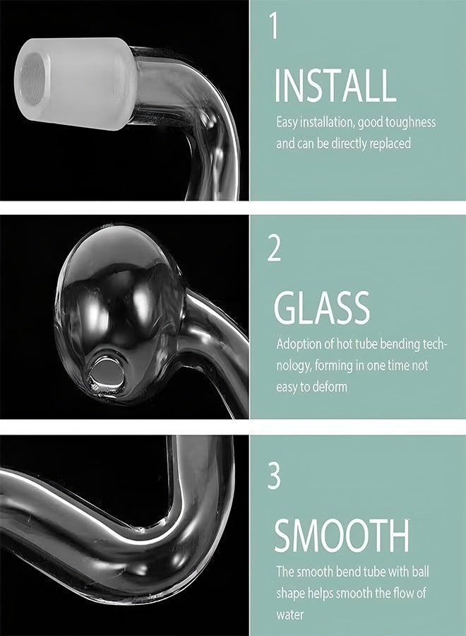 دبليو أف أف أو أنبوب تدفق مياه زجاجي 2 قطعة - أنبوب تدفق مضخة مياه فلتر حوض السمك، جهاز إزالة السطح، تجهيزات حوض السمك المزروع، ملحقات حوض الأسماك، لحوض السمك (14 ملم) - Image 3