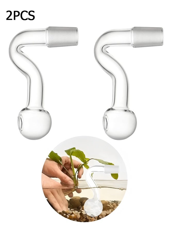دبليو أف أف أو أنبوب تدفق مياه زجاجي 2 قطعة - أنبوب تدفق مضخة مياه فلتر حوض السمك، جهاز إزالة السطح، تجهيزات حوض السمك المزروع، ملحقات حوض الأسماك، لحوض السمك (14 ملم) - Image 1