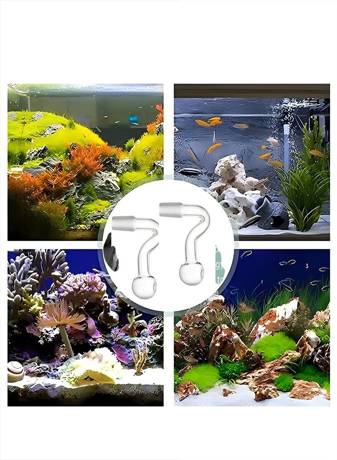 دبليو أف أف أو أنبوب تدفق مياه زجاجي 2 قطعة - أنبوب تدفق مضخة مياه فلتر حوض السمك، جهاز إزالة السطح، تجهيزات حوض السمك المزروع، ملحقات حوض الأسماك، لحوض السمك (14 ملم) - Image 4