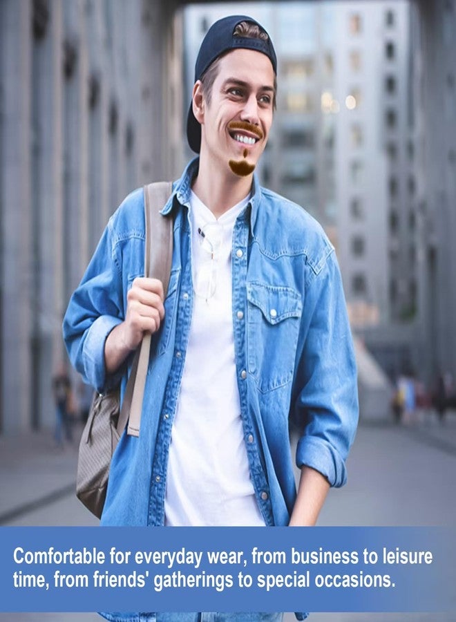 شارب ولحية صناعية من تولهيون، واقعية، مصنوعة من شعر بشري 100%، لحية ذقن كاملة مربوطة يدويًا، لحية صناعية، شارب صناعي غير مرئي من الدانتيل، مناسب لأزياء الهالوين ومكياج الرجال (بني داكن). - Image 5